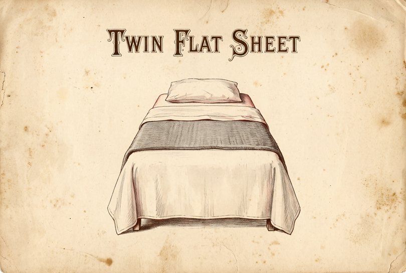 A twin bed with a white flat sheet tucked in at the foot of the mattress and its top edge folded back over a gray blanket just below the pillow.